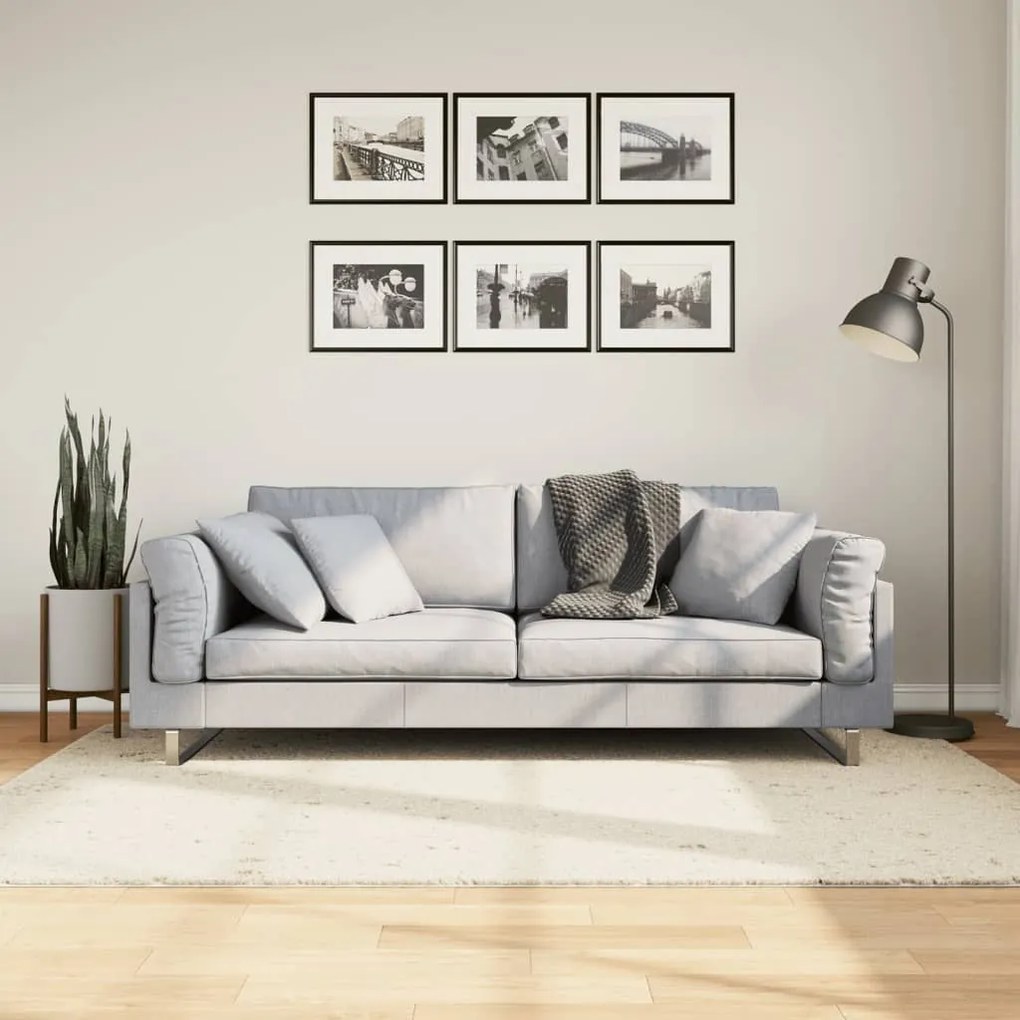 vidaXL Covor pufos &quot;PAMPLONA&quot; cu fire înalte, crem modern, 140x200 cm