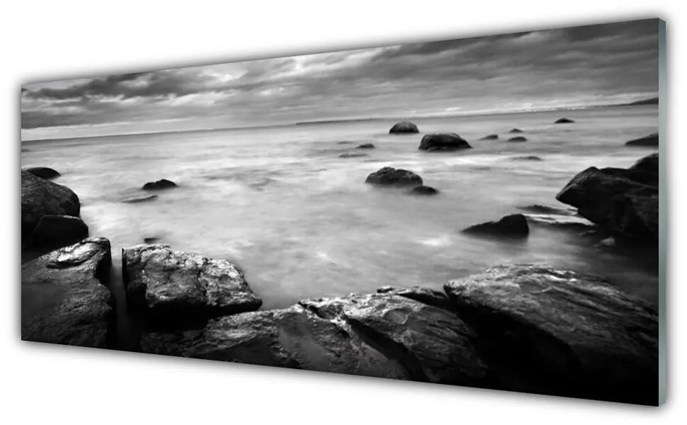 Tablou pe sticla Rock Sea Peisaj Gray