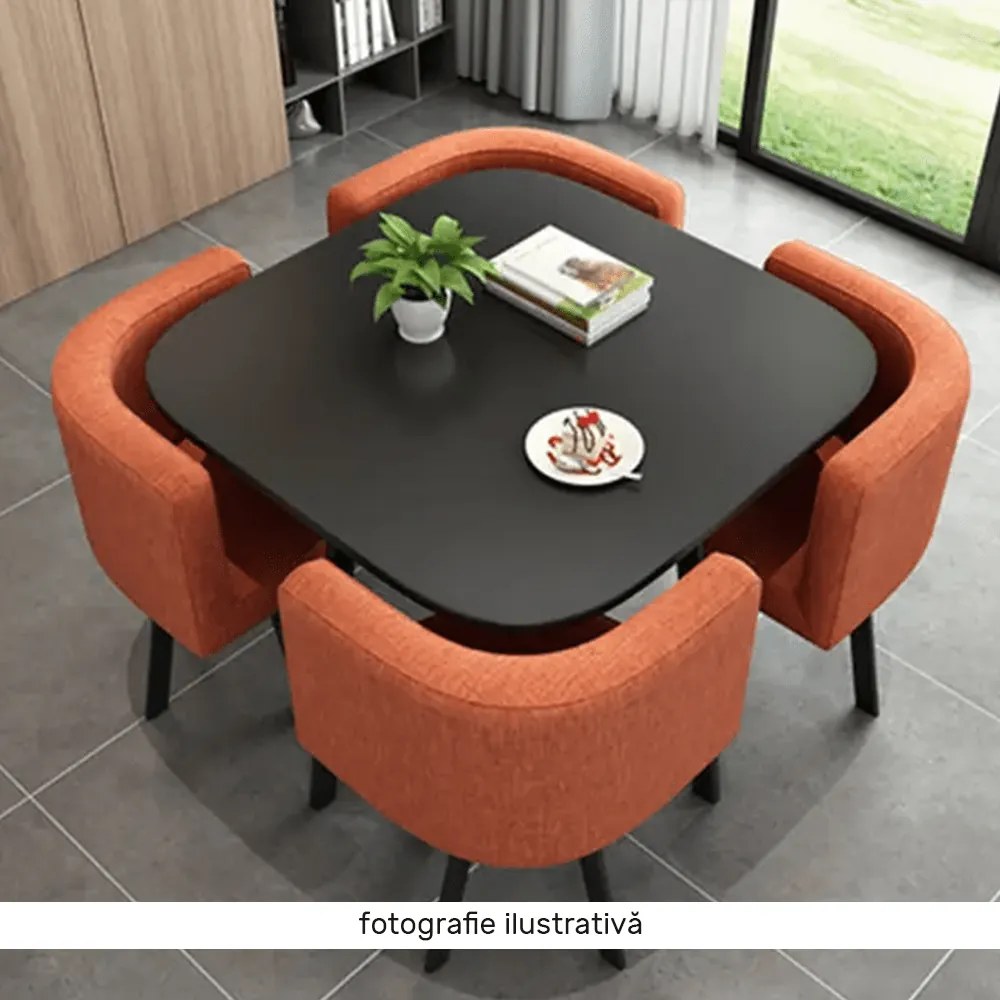 Set de mobilier dining 1+4, stejar negru, BEVIS NEW