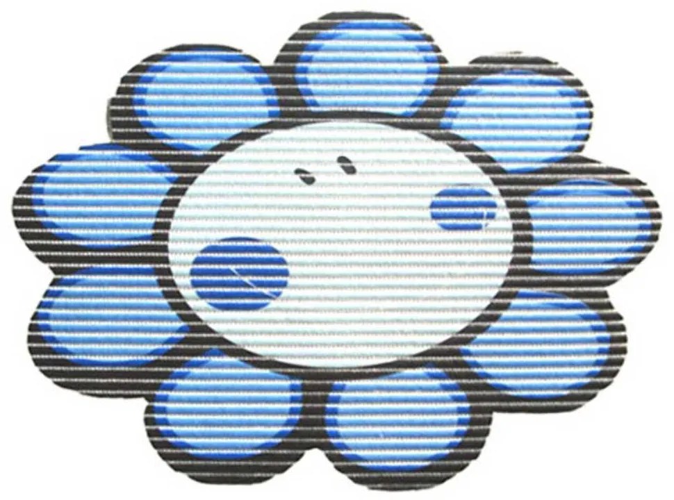 Covoras din spuma, forma floare, albastru, 65x50 cm