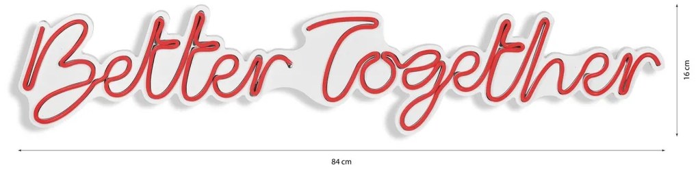 Decoratiune luminoasa LED de perete Better Together Rosu 84x16x2 cm