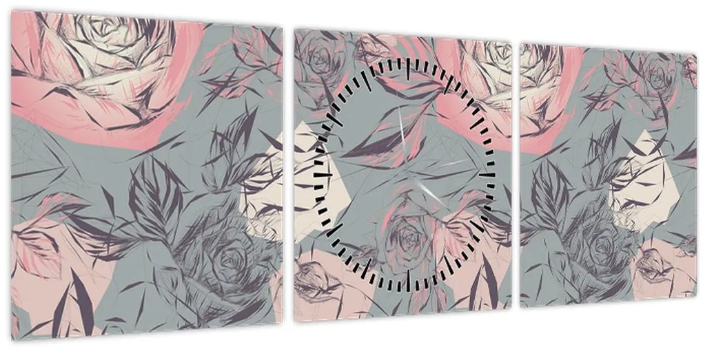 Tablou - Trandafir (cu ceas) (90x30 cm)