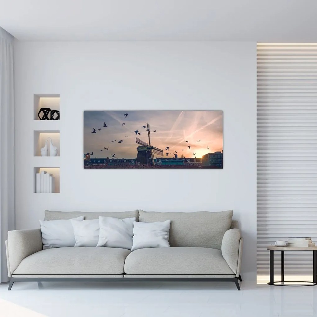 Tablou cu moară de vânt (120x50 cm)