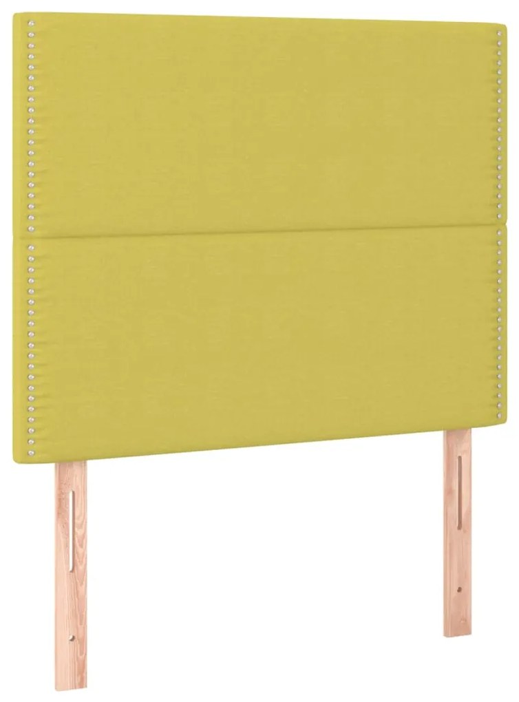 Pat box spring cu saltea, verde, 100x200 cm, textil Verde, 100 x 200 cm, Culoare unica si cuie de tapiterie