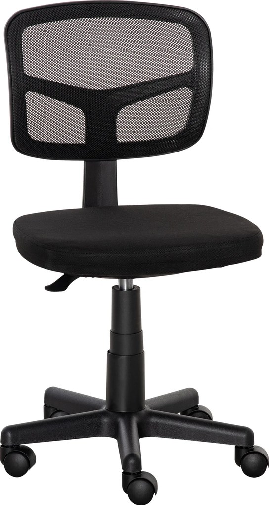 Vinsetto Scaun Ergonomic de Birou din Plasă, Fără Cotiere, Înălțime Ajustabilă, Negru | Aosom Romania