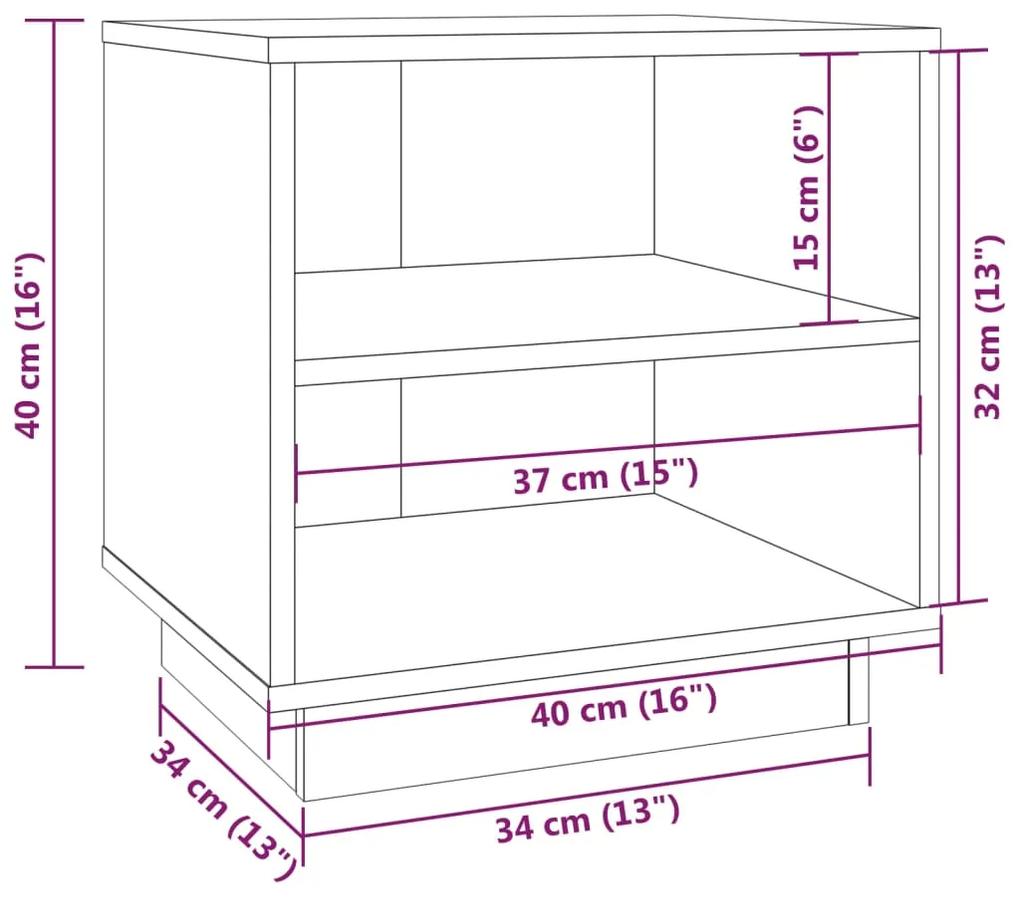 813329  Bedside Cabinet Grey 40x34x40 cm Solid Wood Pine 1, Gri