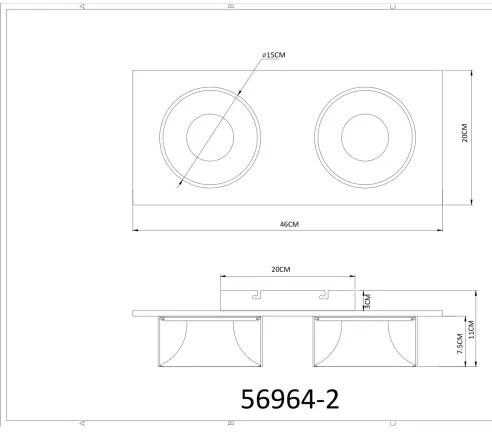 Globo 56964-2 - Plafonieră RAYMOND LED, 24W, 230V, 3000K, 46x20 cm, alamă