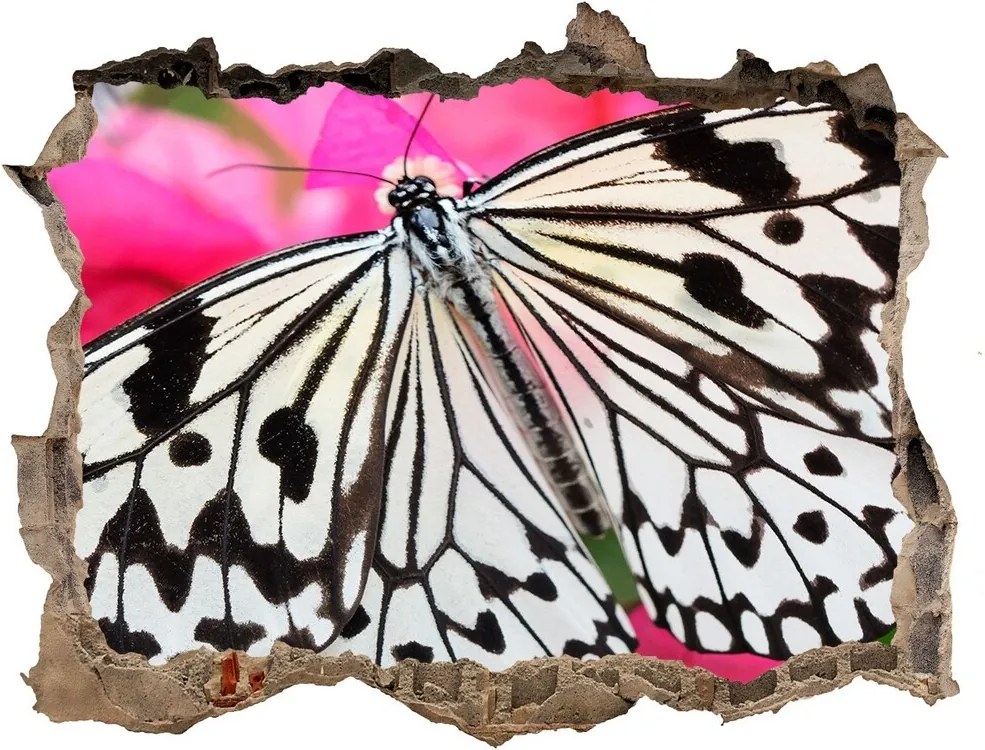 Fototapet 3D gaură în perete Fluture pe o floare
