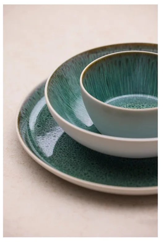 Farfurie albă/verde din gresie ø 27 cm Gastro White/Green – Bitz