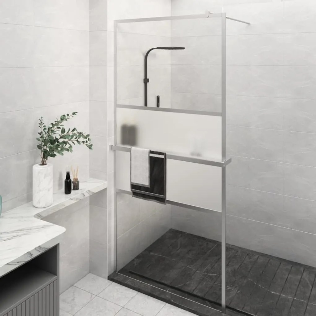 vidaXL Paravan duș walk-in cu raft crom 90x195 cm sticlă ESG/aluminiu