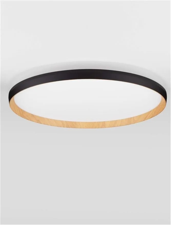 Plafoniera LED design decorativ VOMOS negru/lemn D-60cm