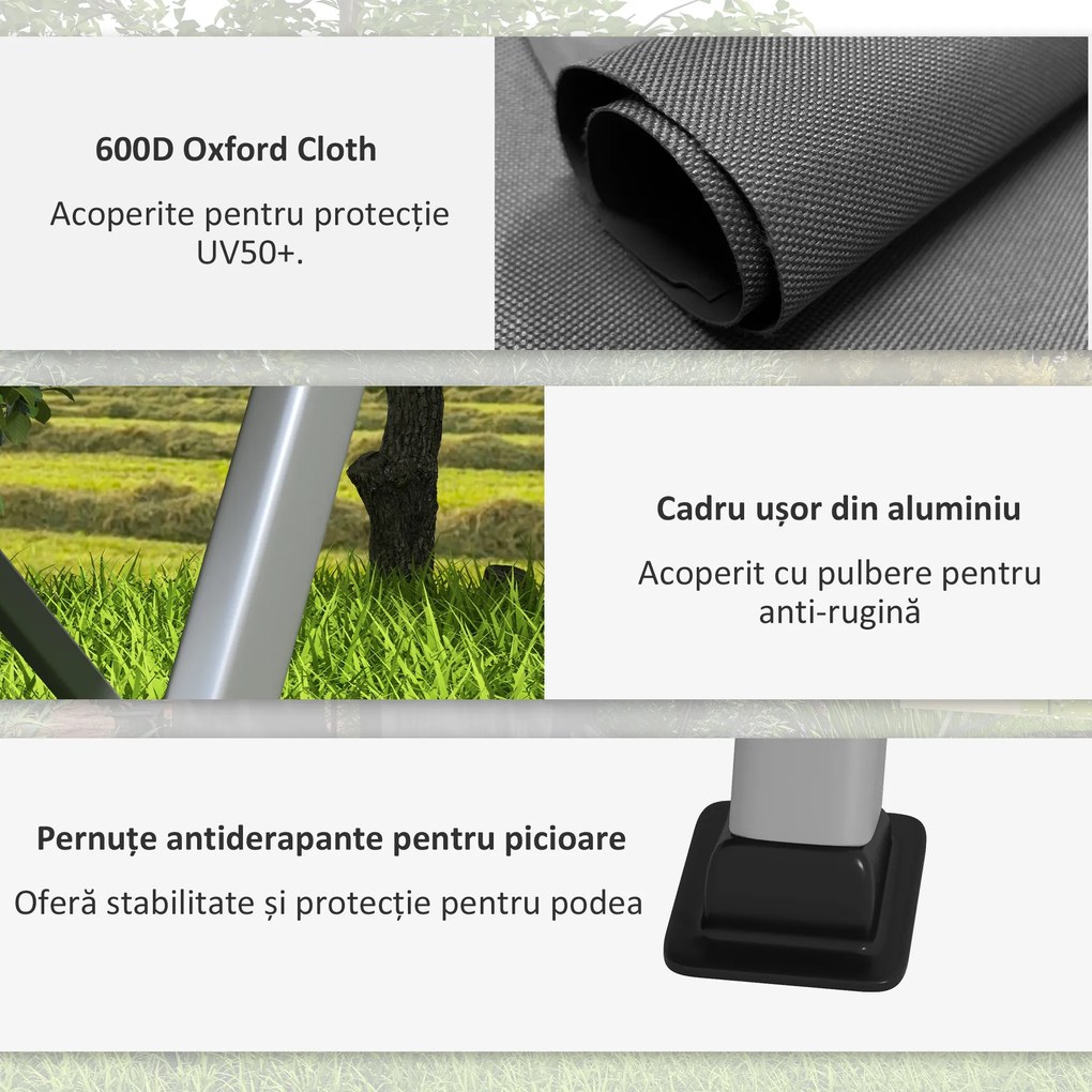 Outsunny Scaun de camping portabil cu spătar reglabil pe 4 nivele