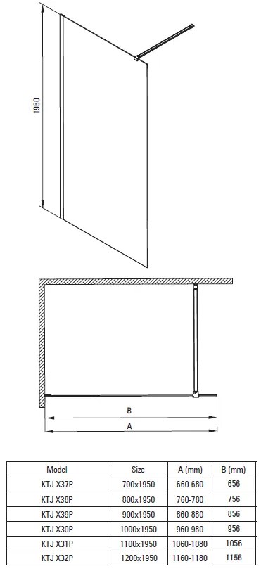 Paravan dus walk-in sticla securizata 110x195 cm auriu lucios Deante Prizma Auriu lucios, 1100x1950 mm