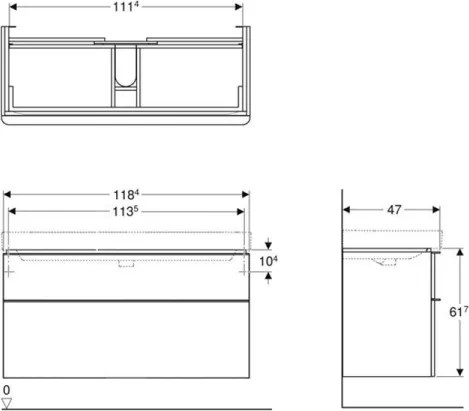 Geberit 500.355.00.1 - Dulap sub lavoar Smyle Square, 61,7 x 118,4 cm, alb