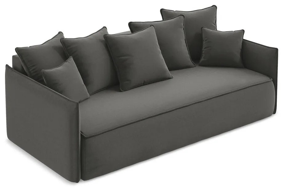 Canapea gri închis extensibilă/cu spațiu de depozitare cu tapițerie din catifea 225 cm Hula – Makamii