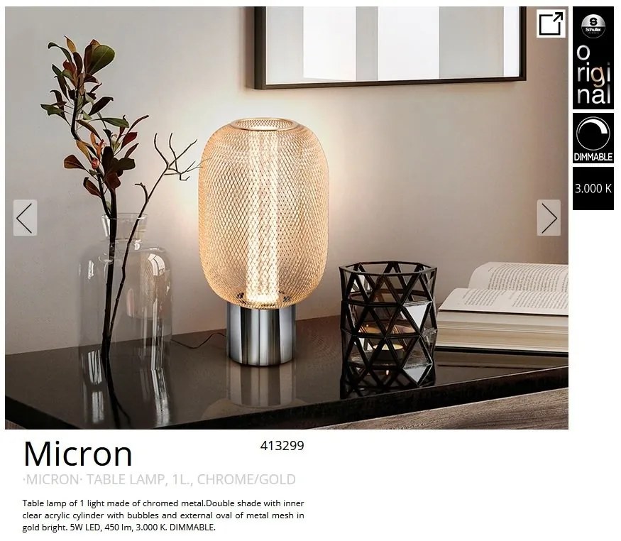 Veioza LED design modern Micron crom/auriu