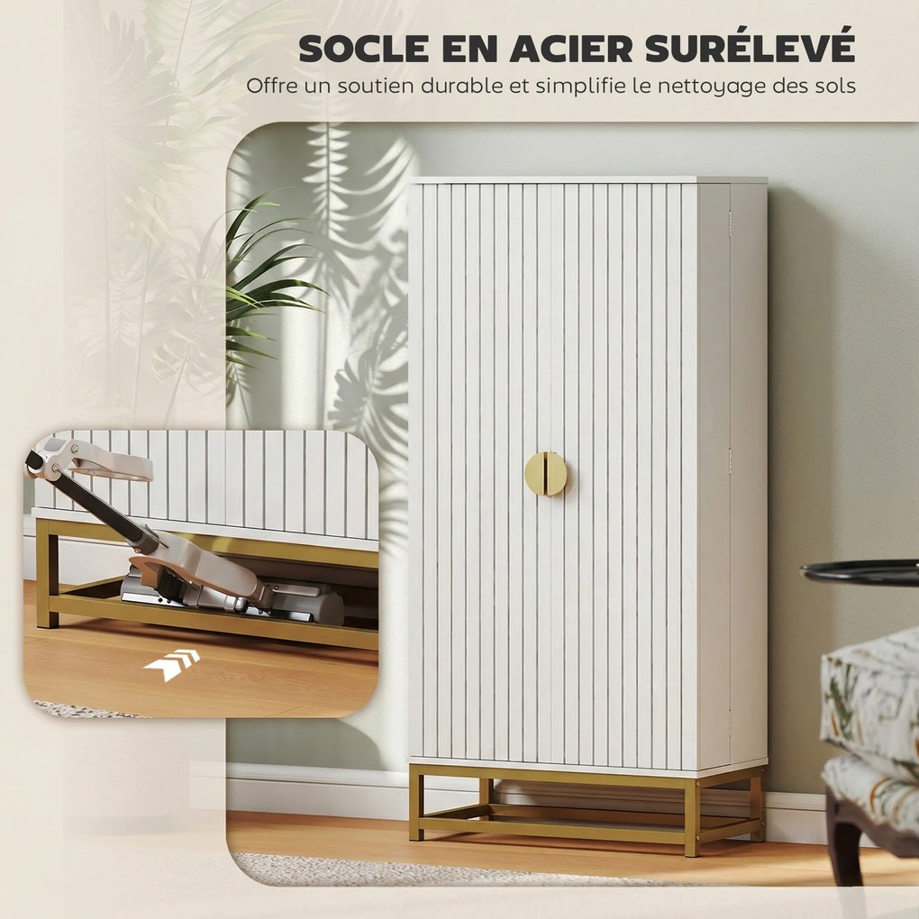 HOMCOM Dulap de bucătărie mobilier depozitare cu 12 rafturi pe uși, rafturi reglabile, 58x29x119,5cm, alb | Aosom Romania