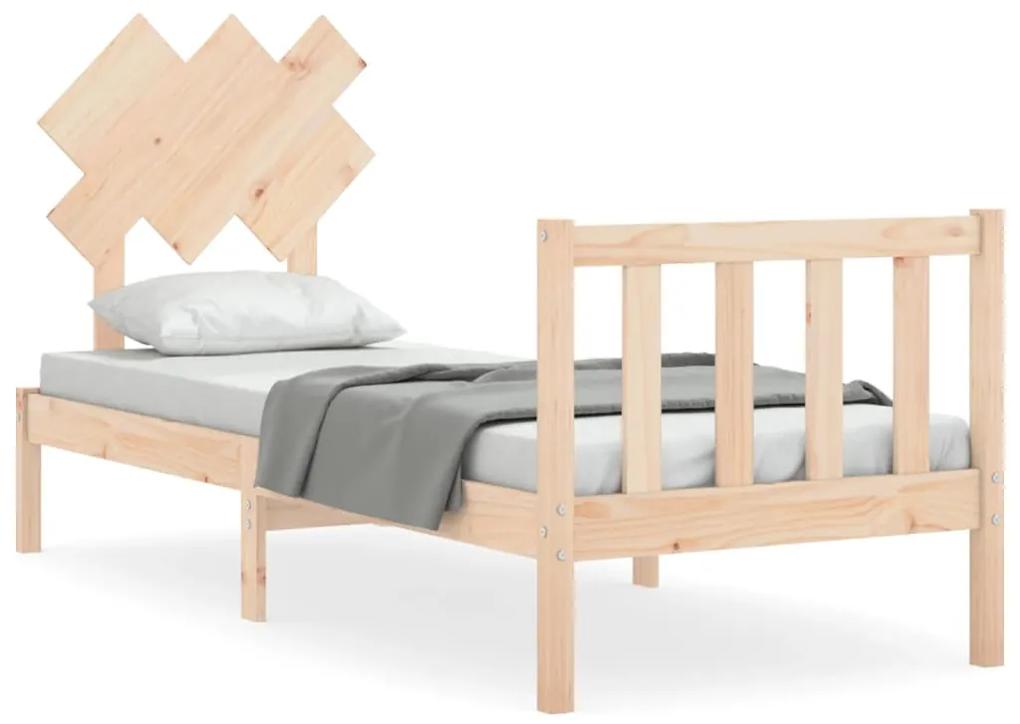 3193426 vidaXL Cadru de pat cu tăblie single mic, lemn masiv