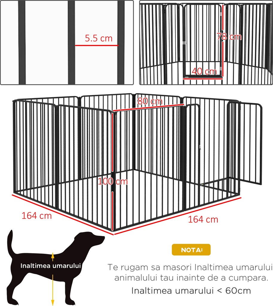 Pawhut tarc Joaca pentru Caini – 6 Panouri Rezistente | Aosom Romania