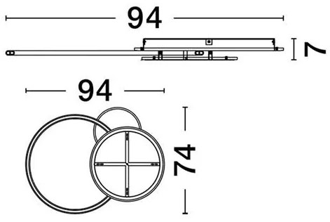 Lustra LED aplicata stil modern RUBIC alb negru