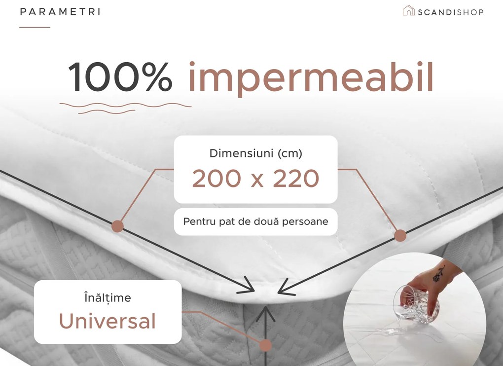 Protectie saltea impermeabila matlasata 200 x 220 cm