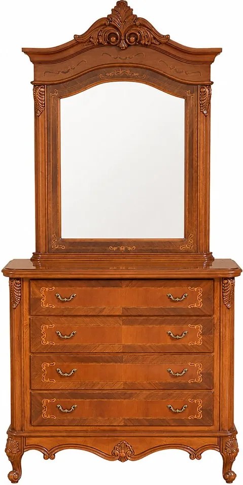 Comodă lemn masiv Edward cu 4 sertare, 117 × 50 × 99 cm - Fara