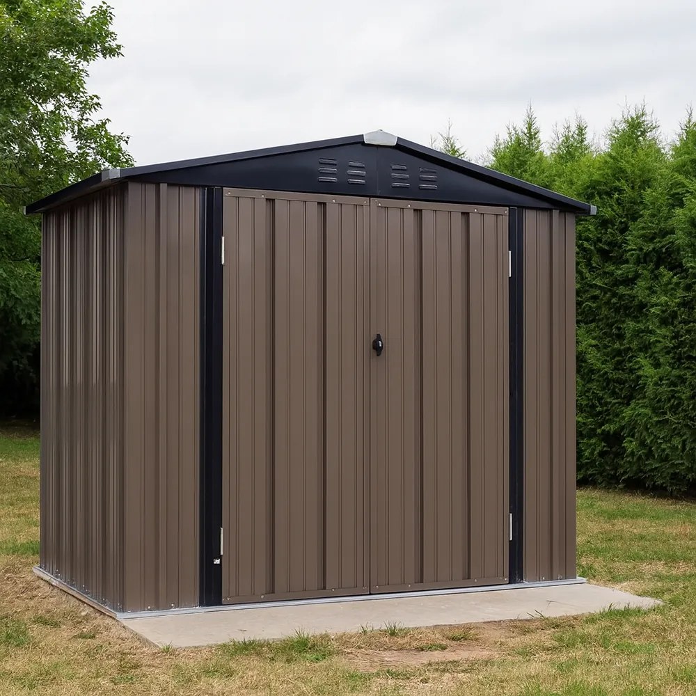 Depozit grădină pentru scule din tablă, maro / antracit, 2x1,3 m, RADOL