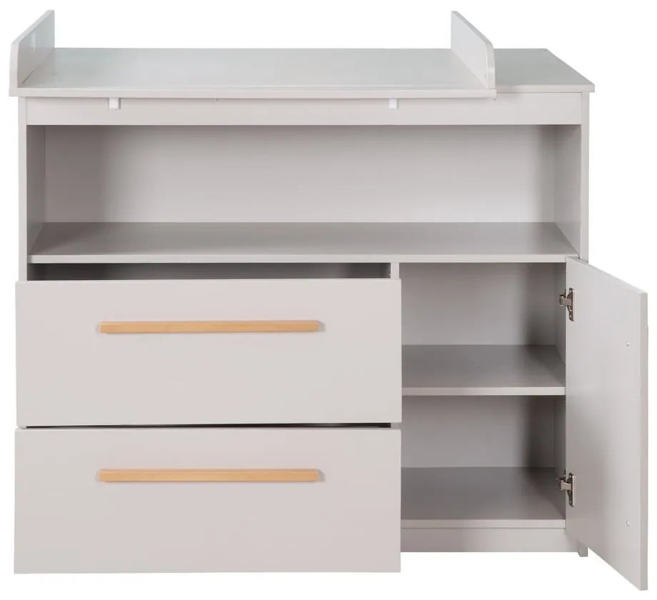Comodă de copii gri deschis cu masă de schimbat 107x98x75 cm Lea – Roba