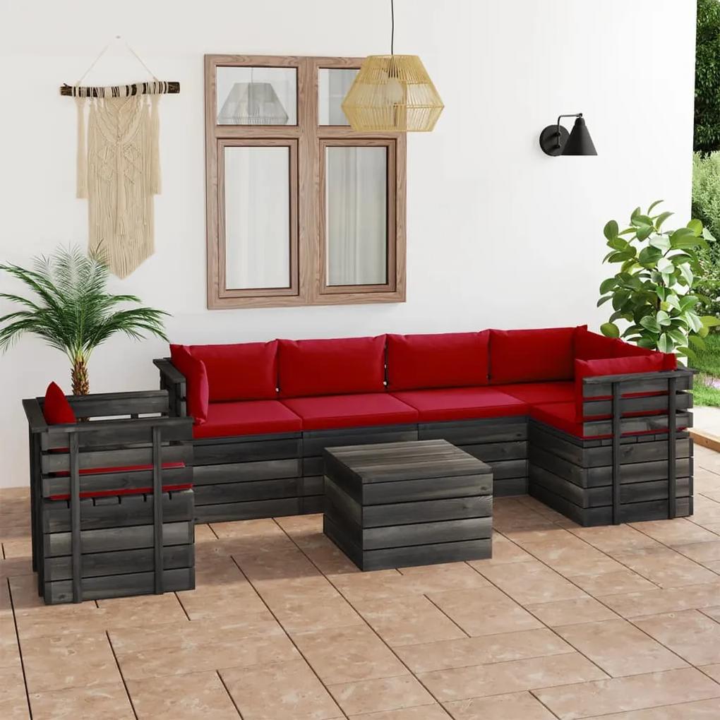 Set mobilier gradina din paleti cu perne, 7 piese, lemn molid