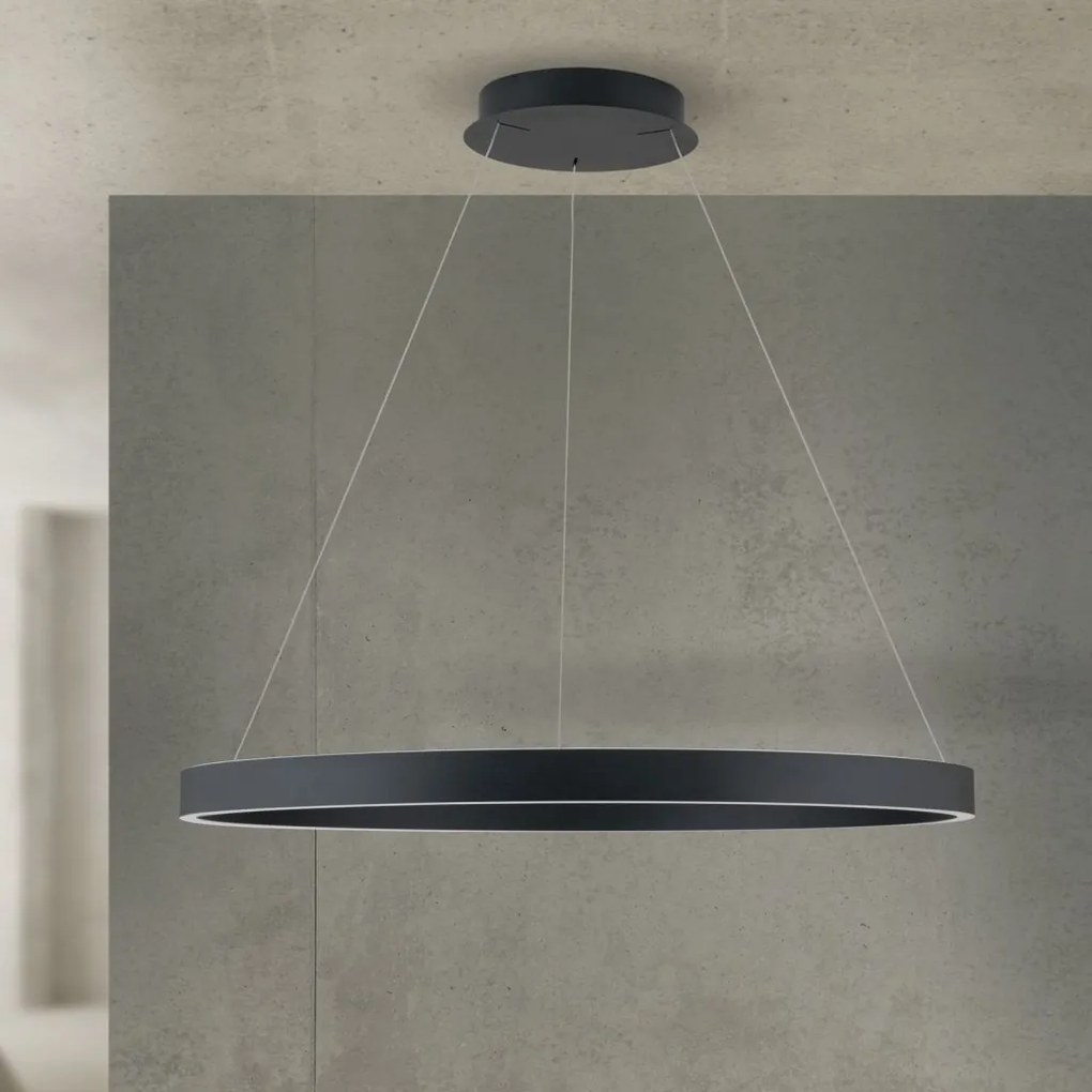 Lustra LED circulara iluminat sus si jos KOLK negru 80cm