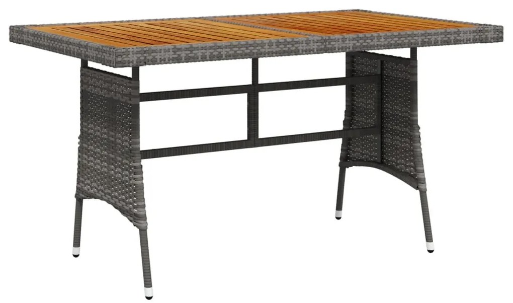 vidaXL Masă grădină, gri, 130x70x72 cm, poliratan și lemn masiv acacia