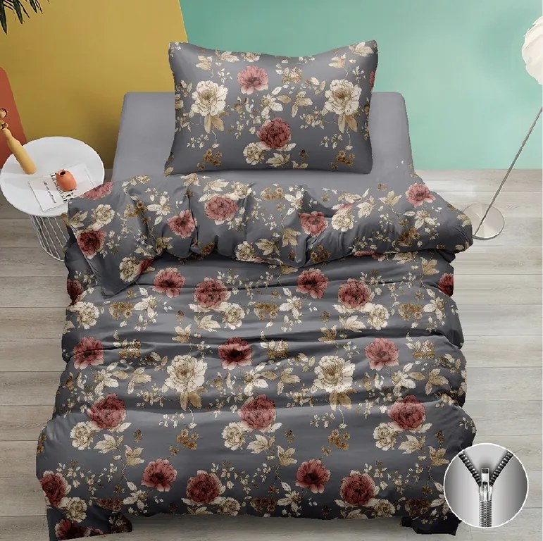 Lenjerie de pat din bumbac BOTANESSE gri Dimensiune lenjerie de pat: 70 x 90 cm | 140 x 200 cm