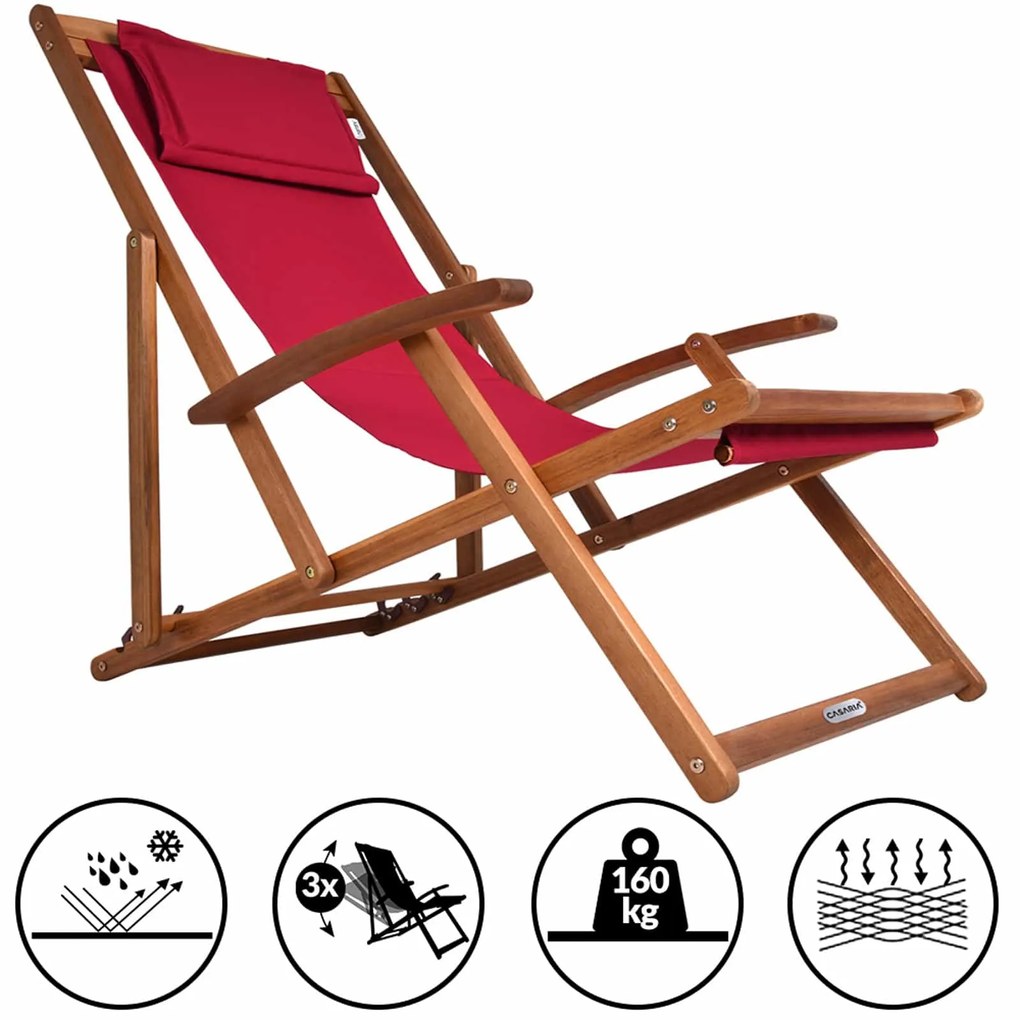 Șezlong de grădină SIENA, 65x87x102cm, roșu Casaria