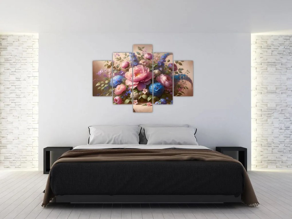 Tablou - Masă plină de flori (150x105 cm)
