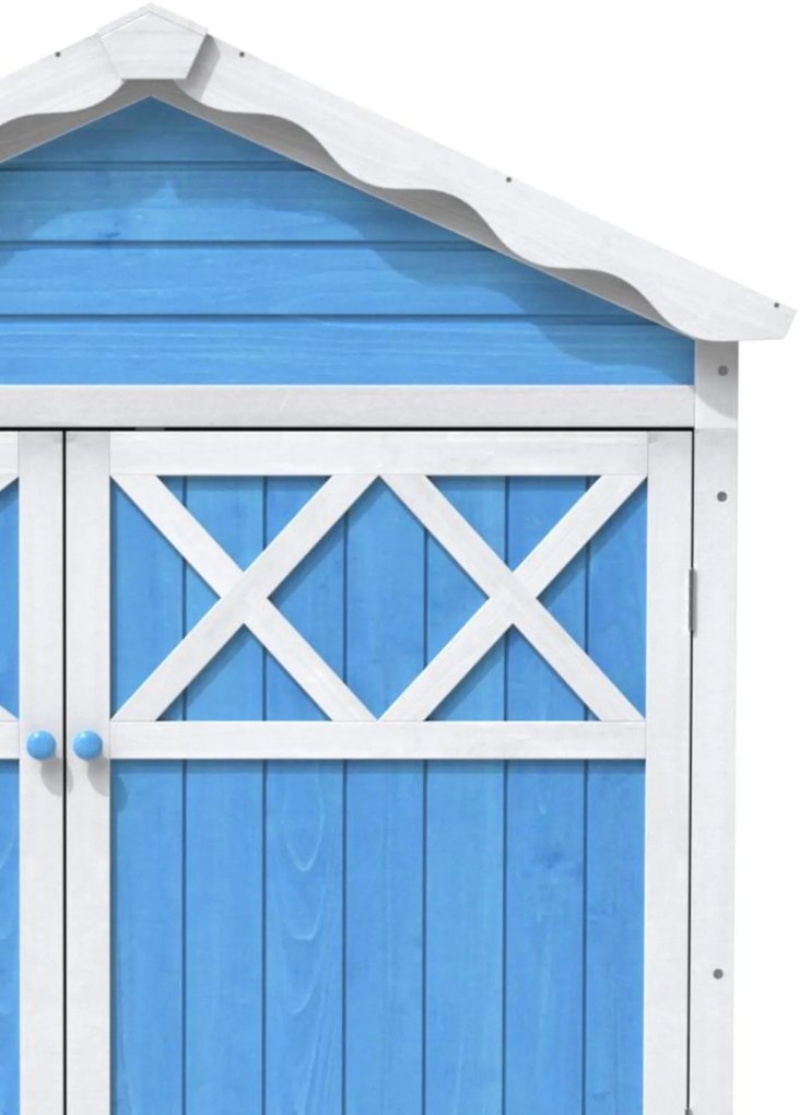 Depozit pentru mobilier de grădină din lemn pentru exterior, design rezistent la intemperii cu întărituri stabile în formă de X, 93x45x179 cm, Albastru