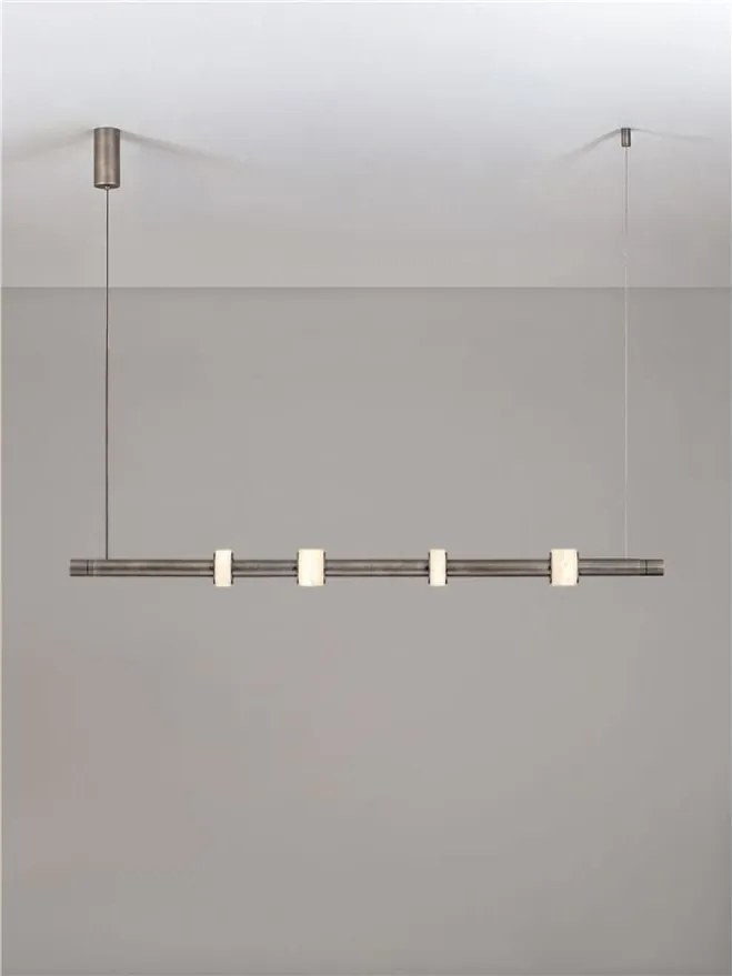 Lustra tub subtire aluminiu gri inchis si alabastru LED MARLOW