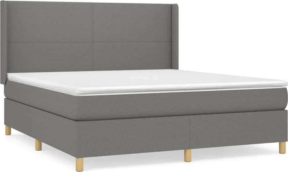 vidaXL Pat box spring cu saltea, gri închis, 180x200 cm, textil