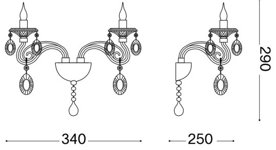 Lampă de cristal de perete Ideal Lux NEGRESCO 2xE14/28W/230V auriu