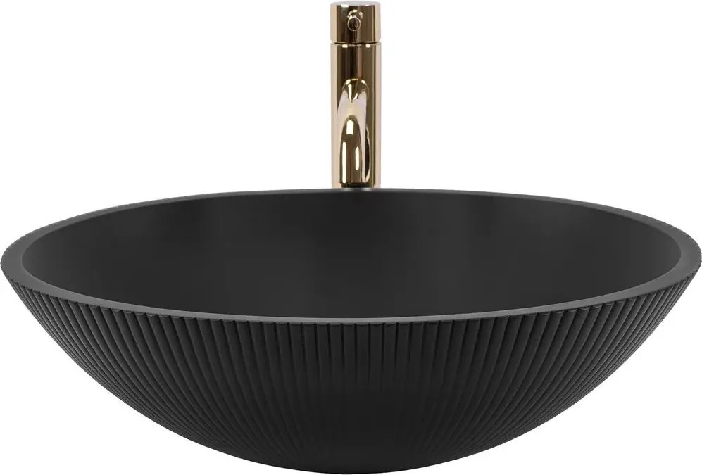Lavoar din sticla pe blat Rea Della 51 cm negru mat