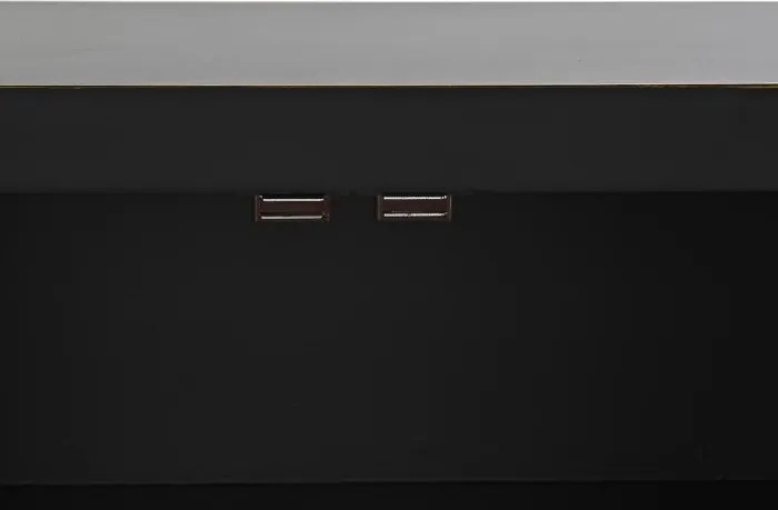Comodă TV living din lemn, negru, cu 2 uși, 8 sertare și medalion oriental cu ramură înflorită, 51 x 130 x 26 cm, „Zenora”