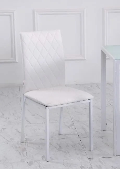 HOMCOM Scaune Sufragerie 4piese, cu Design Modern și Imitație de Piele, 41x50x92 cm, Alb | Aosom Romania