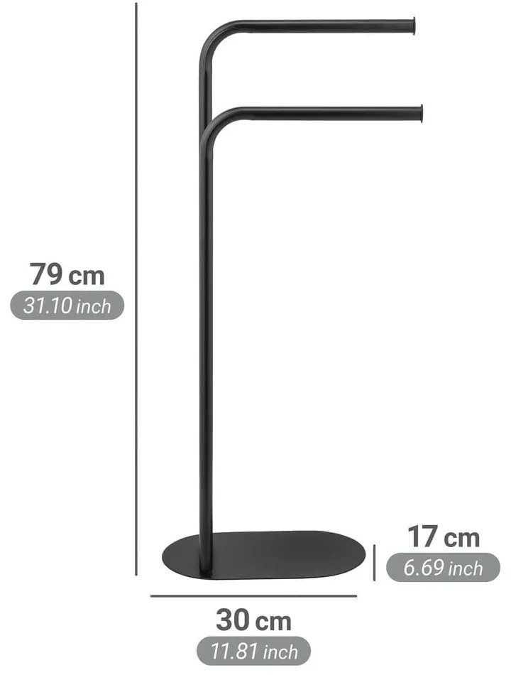 Suport pentru prosoape negru din oțel Levante – Wenko