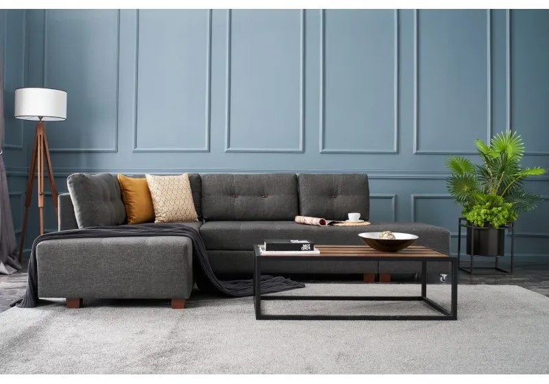 Canapea Tip Coltar Tapitat Extensibil Manama Corner Sofa Bed Left - Anthracite