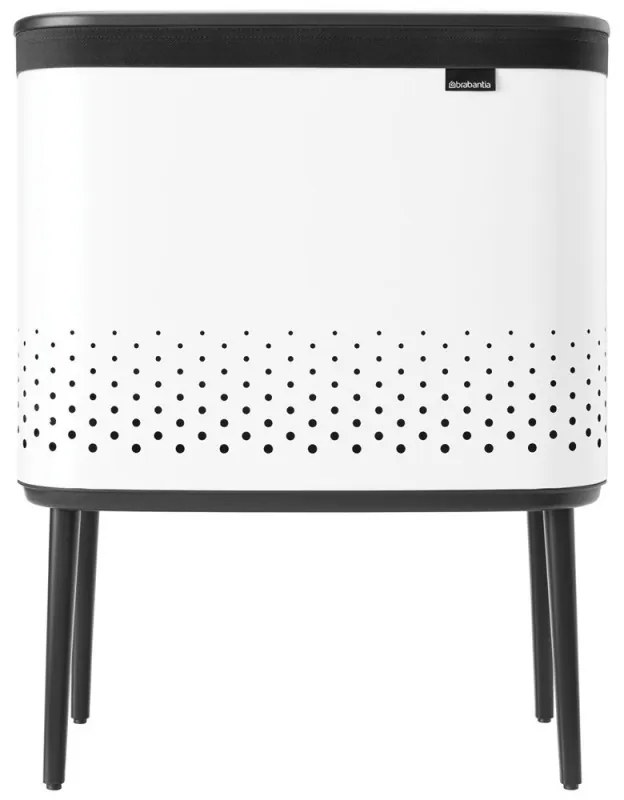 Cos de rufe Brabantia Bo 1004174, 60 L, Umplere fara deschidere, Orificii aerisire, Picioare reglabile, Alb