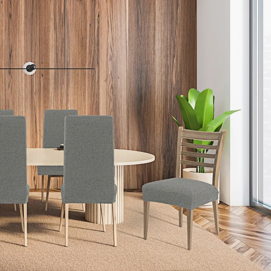 Husă scaun multielastică Denia gri deschis, 40 x 60 cm, set 2 buc.