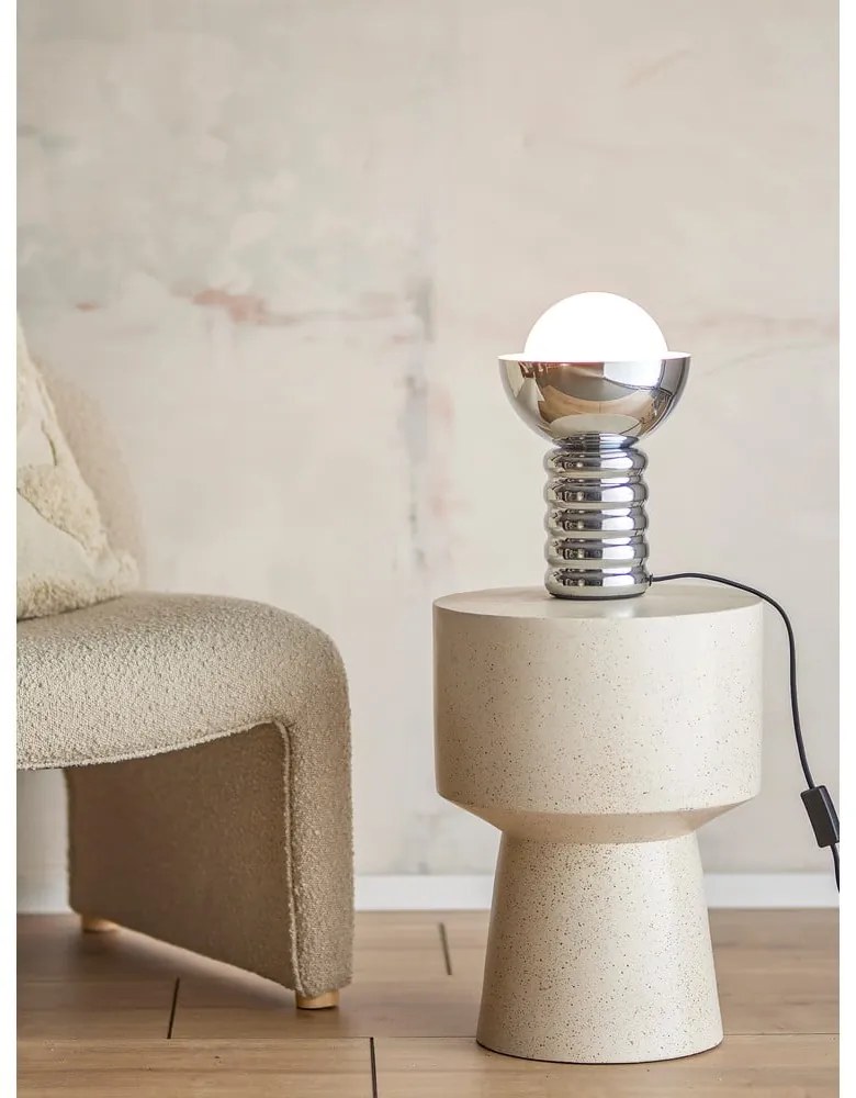 Veioză argintie cu abajur din sticlă (înălțime 32 cm) Spike – Bloomingville