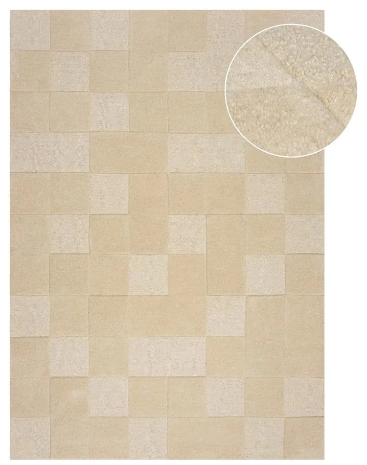 Covor din lână bej 230x160 cm Checkerboard - Flair Rugs