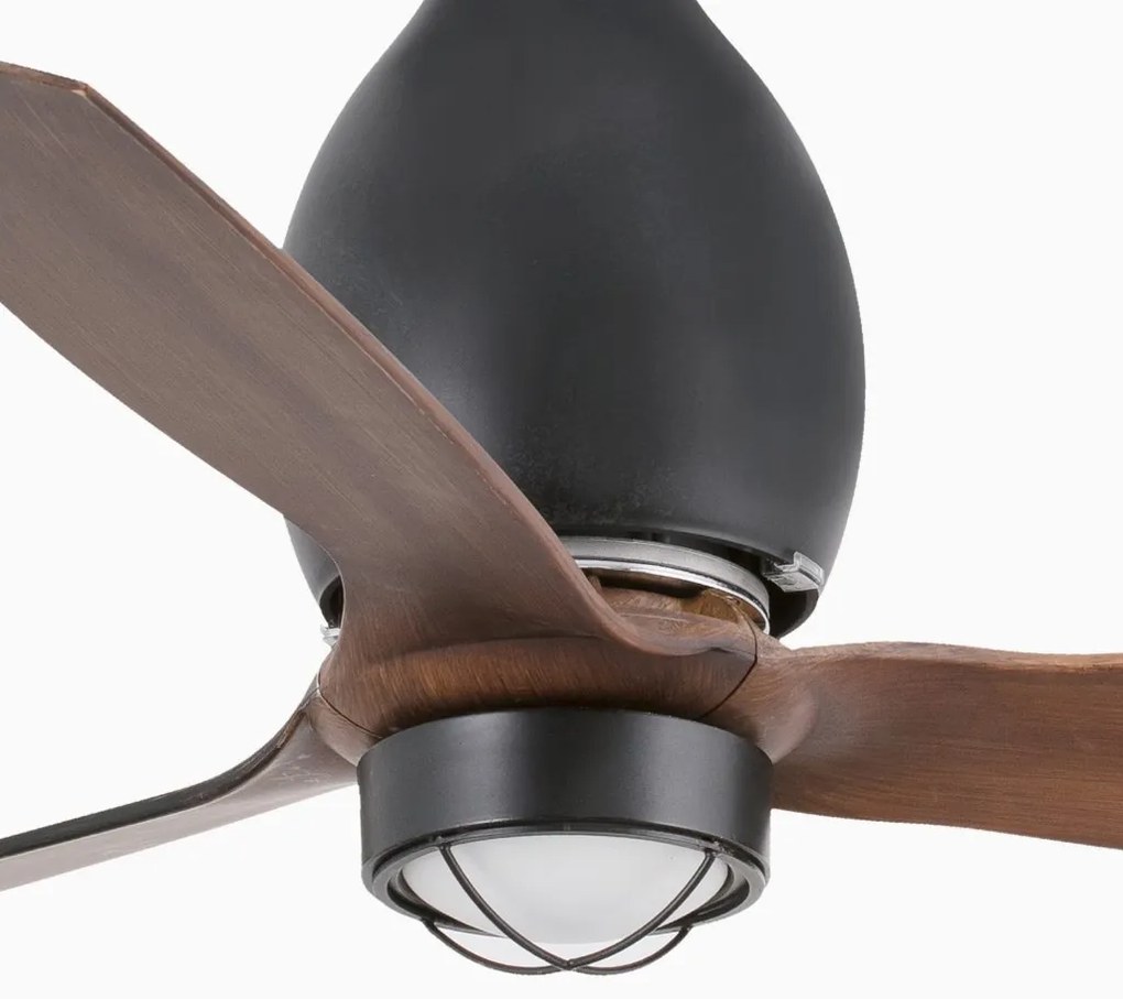 Lustra cu Ventilator si telecomanda MINI ETERFAN M negru mat/maro