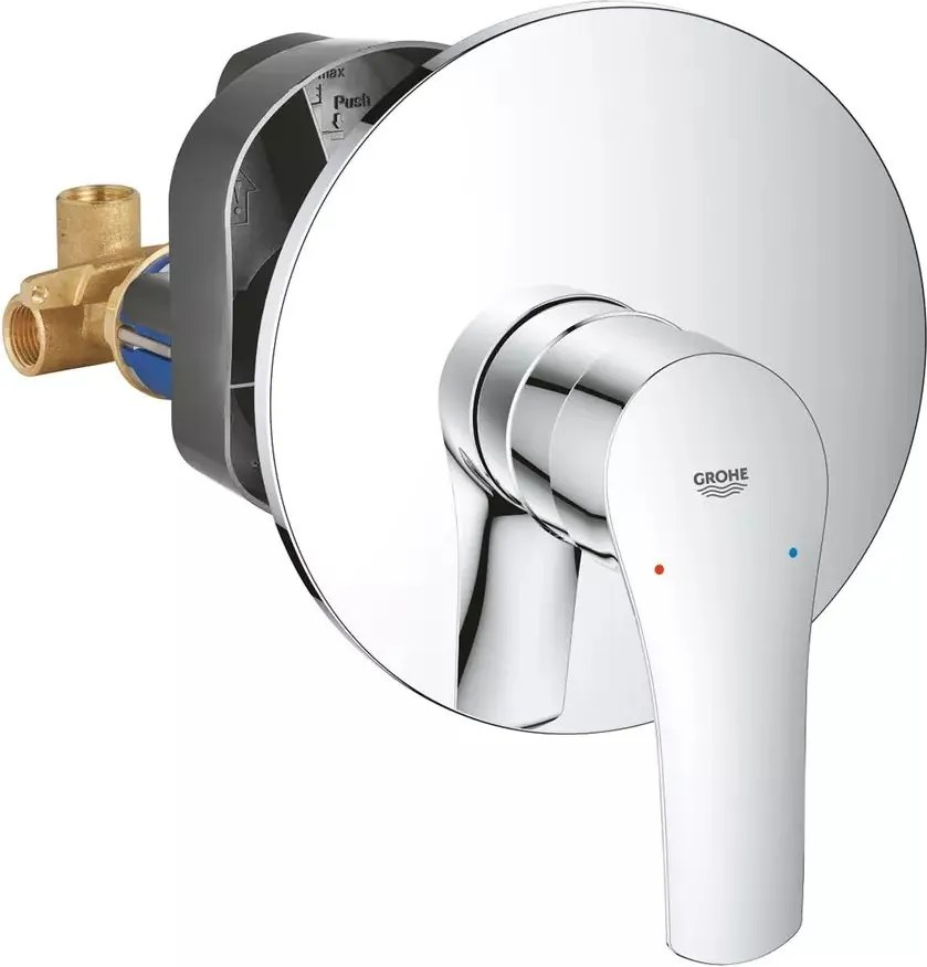 Baterie dus incastrata Grohe Eurosmart crom lucios cu corp ingropat