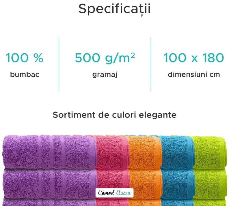 Prosop CONFORT Maxi 100x180 cm neagra, 100% bumbac